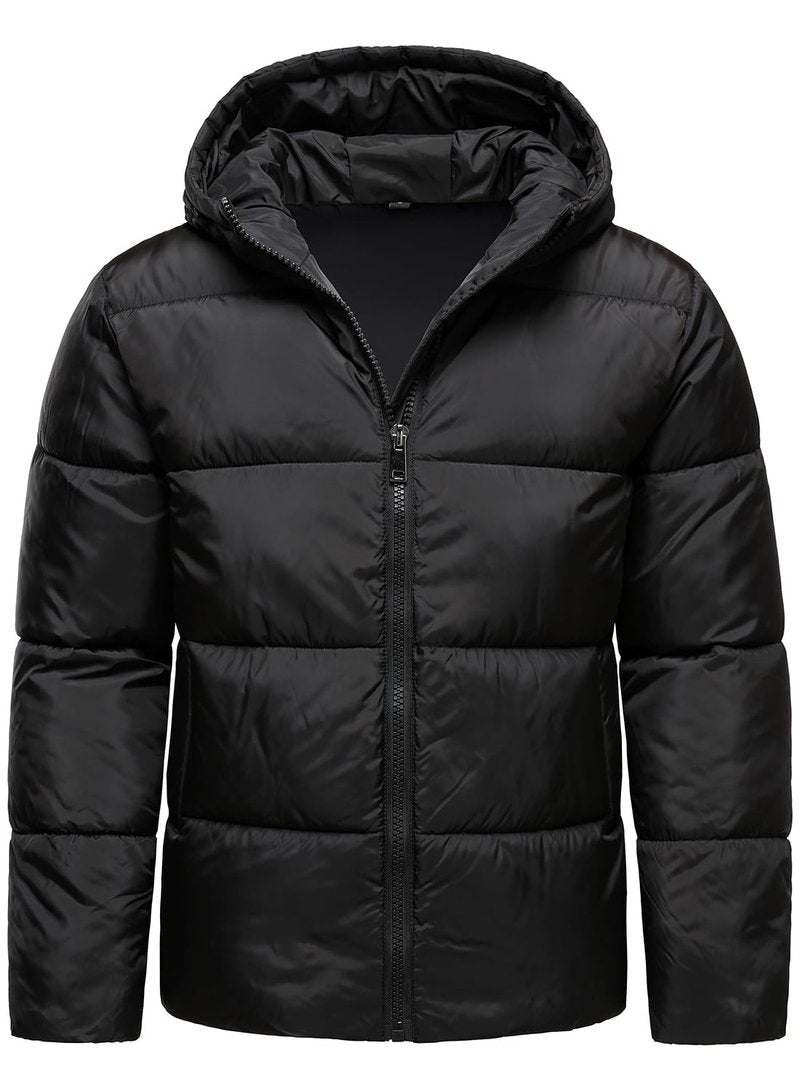 HOOD CREW Men’s Hooded Winter Coats Warm Puffer Jacket Thicken Quilted Jackets Outerwear Black M
