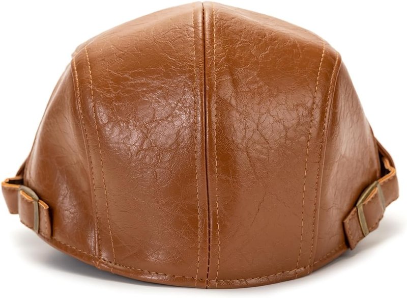 Men's Adjustable PU Leather Ivy Cap - Classic Newsboy Hat for Golf & Driving | Stylish Beret for Women