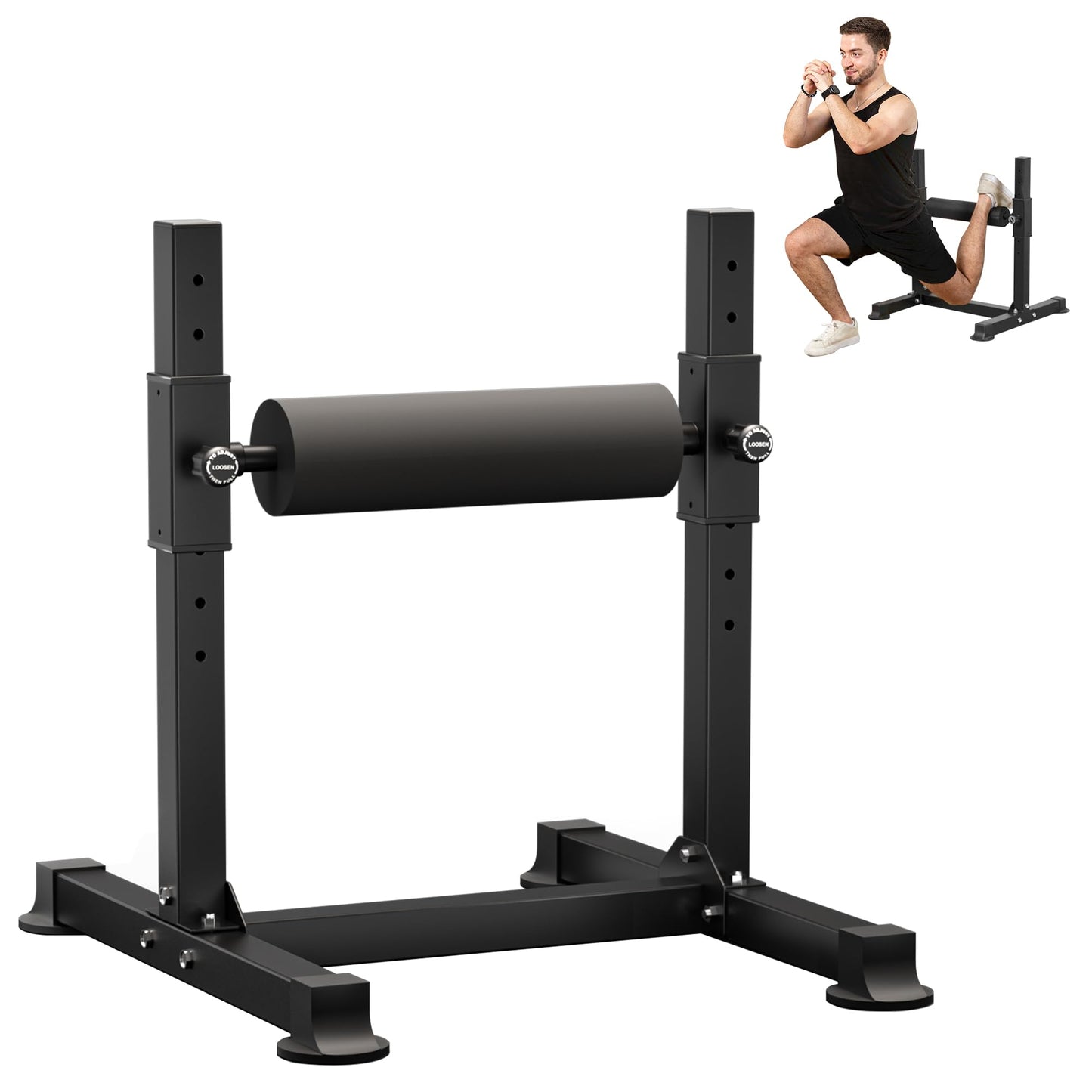 Cofiyard Bulgarian Split Squat Stand, Single Leg Squat Roller with 8 Adjustable Roller Heights, One Leg Squat Stand, Lower Body Workout Machine Home Gym
