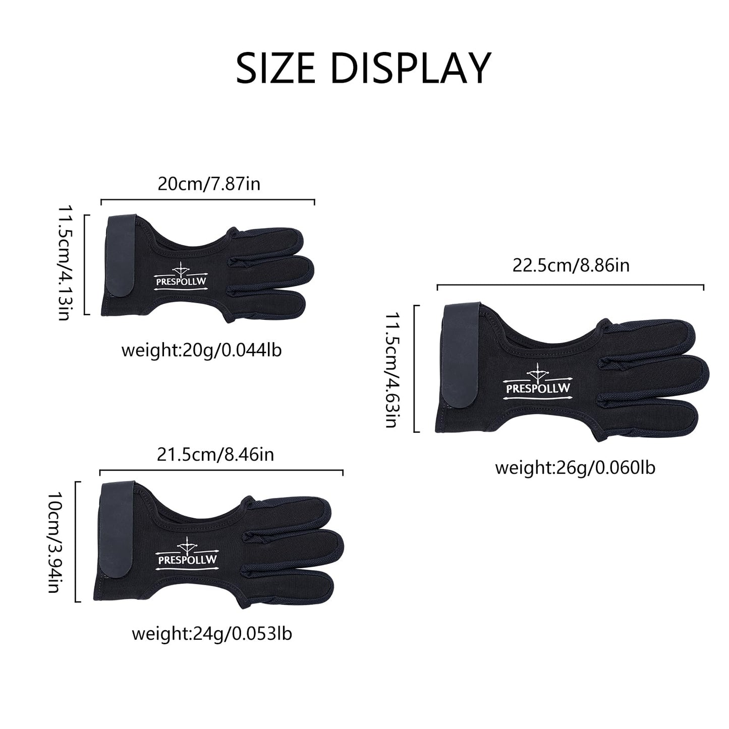 Prespollw Archery Glove Three-Finger Guard – Protective Shooting Glove for Men & Women, Ideal for Recurve & Compound Bow Hunting and Target Practice (Medium)