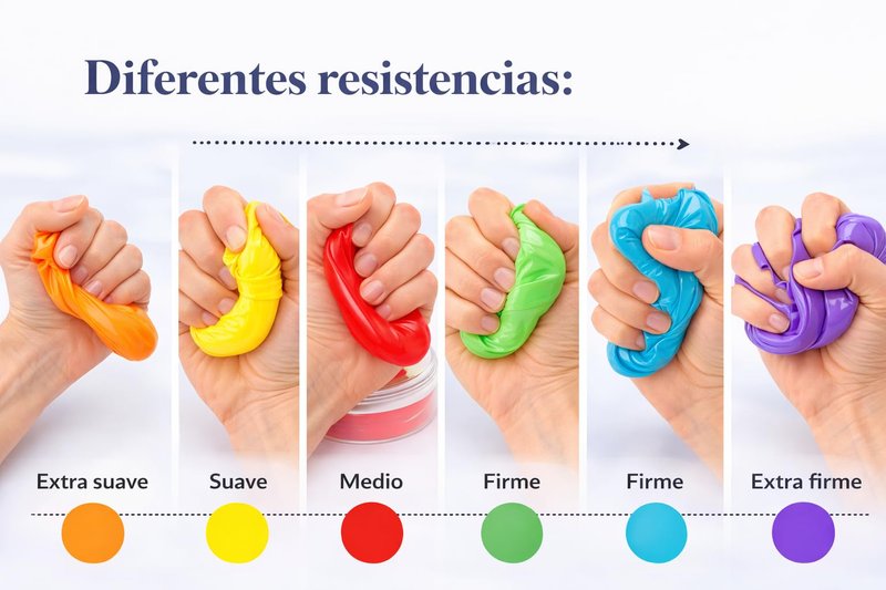 EQMED Therapeutic Hand Exercise Putty Set, 6 Resistance Levels, Non-Toxic Silicone for Hand Therapy, Stress Relief