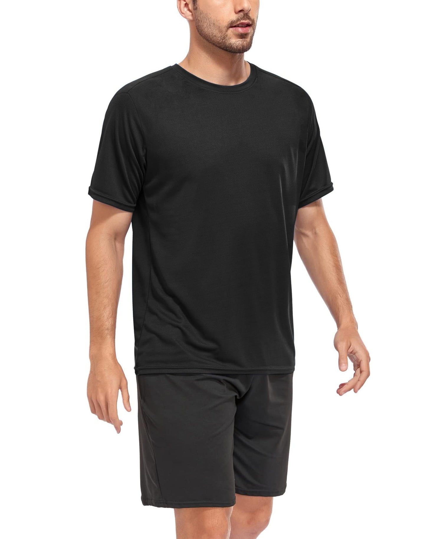 Kinglaman 1 Pack Workout Shirts for Men Dry Fit Gym Shirts Quick Dry Athletic Short Sleeve Sports T-Shirt Moisture Wicking 1 Black X-Large
