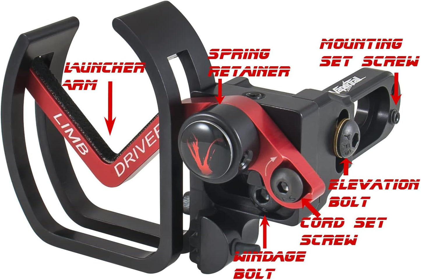 Vapor Trail Archery Arrow Rest Pro V - Right Hand, Durable Red Arm for Precision Shooting