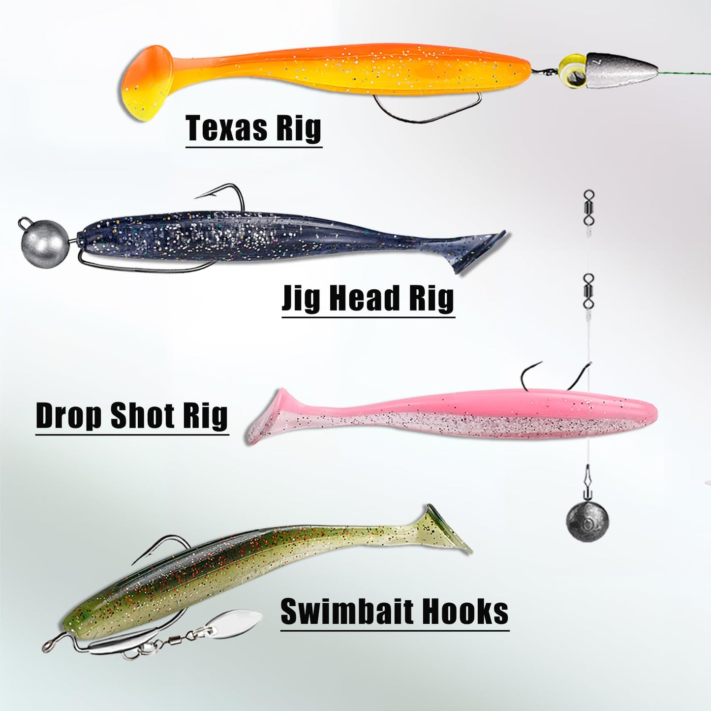 Balifly Paddle Tail Swimbaits FS/RE-10(Color N,7cm,50pcs)