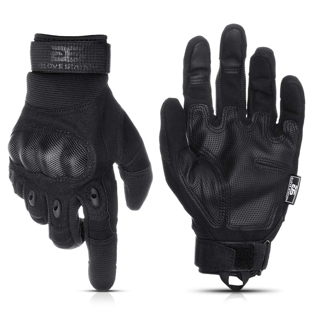 Glove Station - Tactical Shooting Hard Knuckle Gloves for Men and Woman with Touchscreen Fingers - Durable and Comfortable Hand-Gear for Outdoor Work Shooting and Hunting - Black/Medium