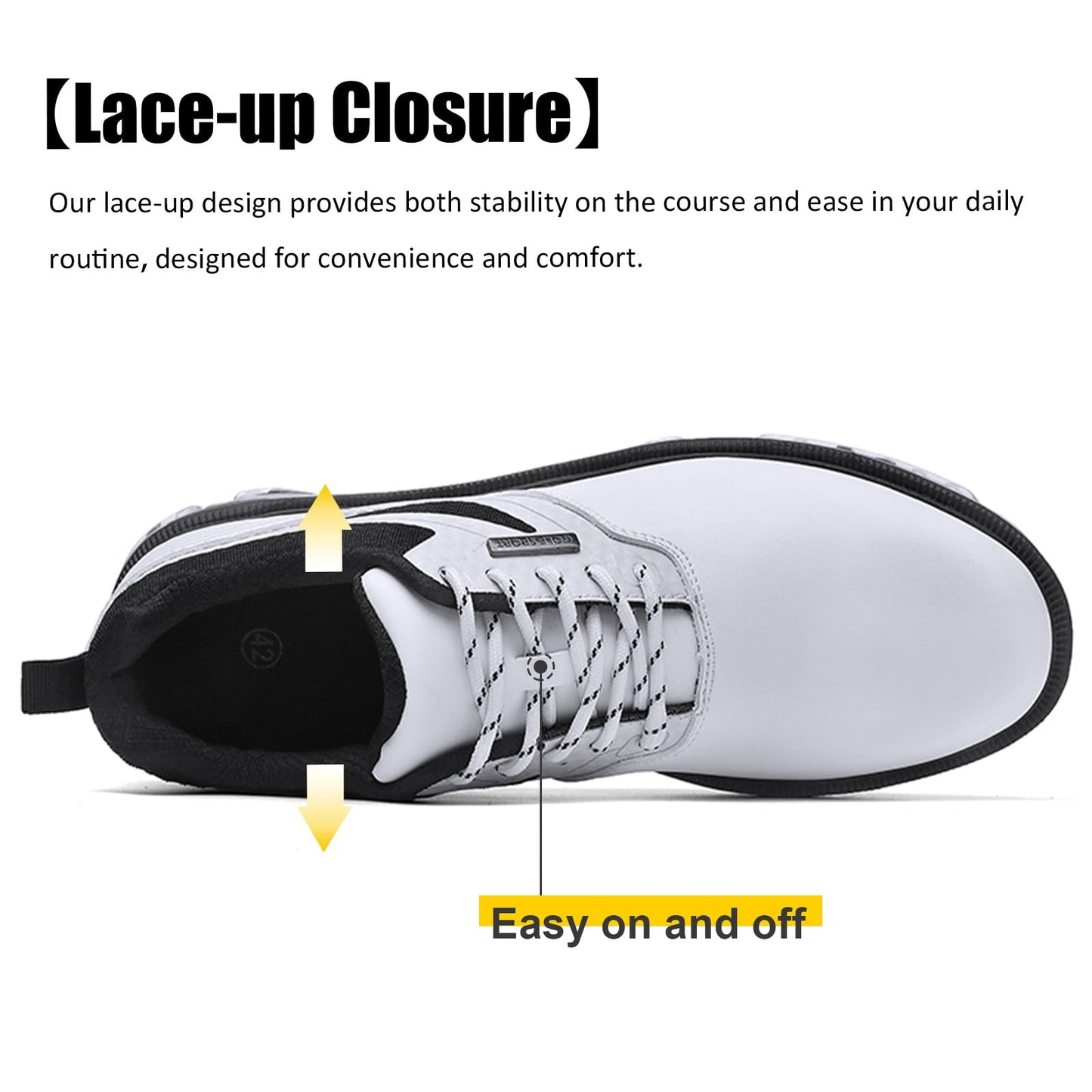 ULTIANT Men's Golf Shoes Fixed Nailless Sole Waterproof Lightweight No-Slip Walking Shoes Size7.5-14(White,45)