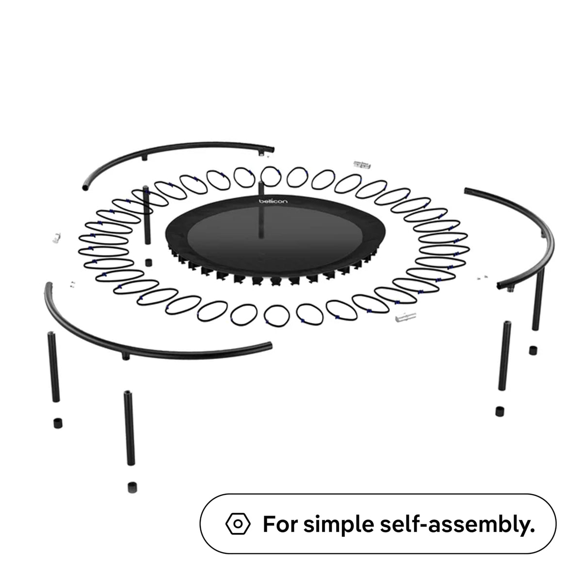 bellicon Mini Trampoline 39'' (Beige) | Bungee Suspension up to 330 lbs | Indoor Fitness Rebounder for Adults | Screw-in Legs