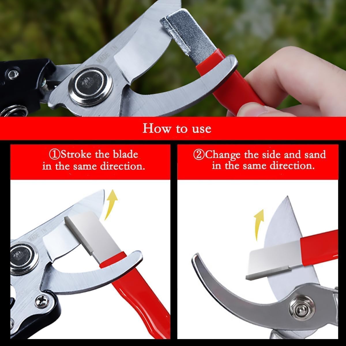 Portable Multi-Tool Sharpener for Lawn Mowers, Garden Tools, Knives, and Scissors - Quick Sharpening Device for Axes, Pruners, Hedge Shears - 2PCS Red Carbide Sharpeners for Home & Outdoor Use