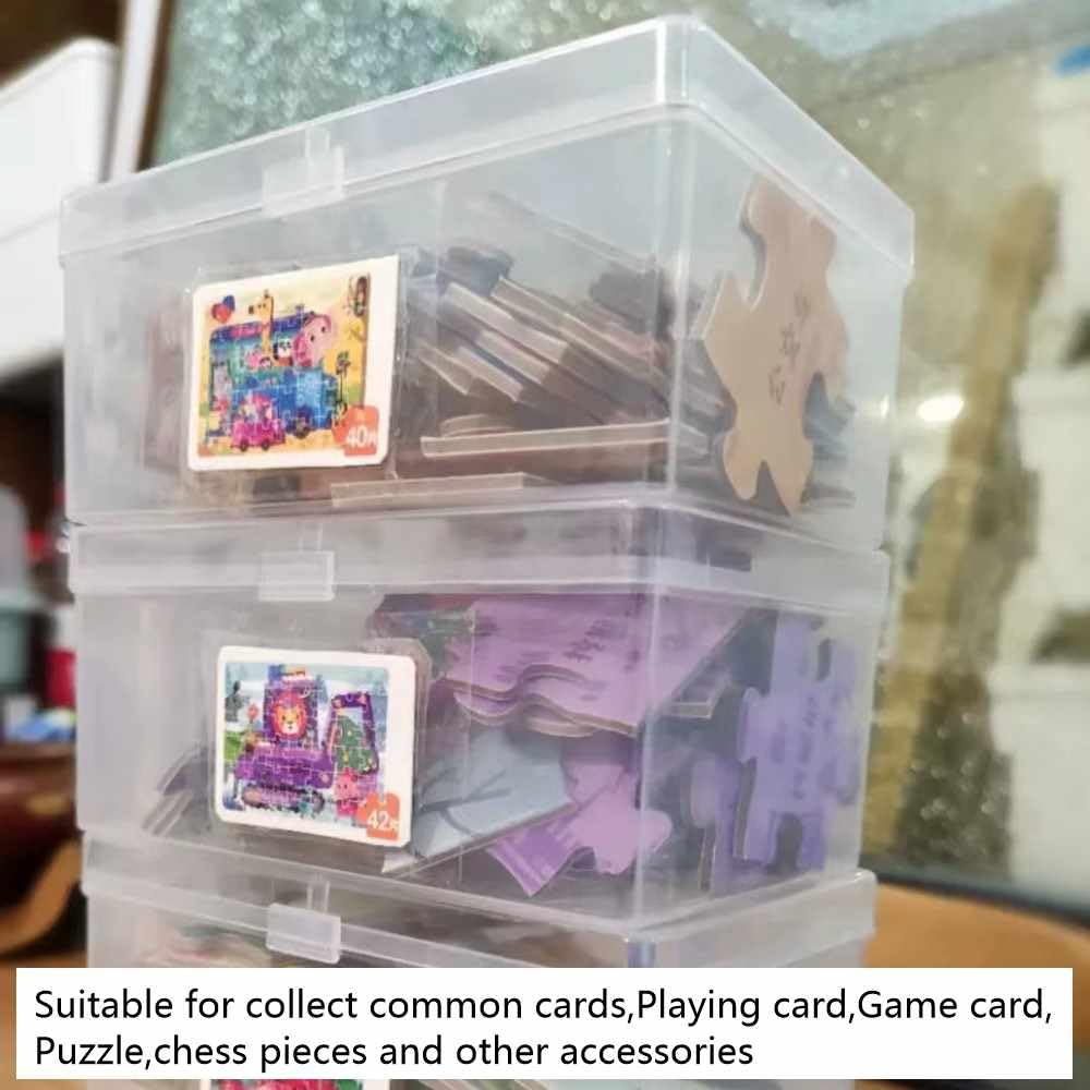 DKAOVH 3PCS Clear Plastic Playing Deck Card Storage Box,Plastic Card Boxes,Collectible Trading Card Cases, Card Case Holder,Plastic Storage Containers Box for Game Card,Puzzle, chess pieces