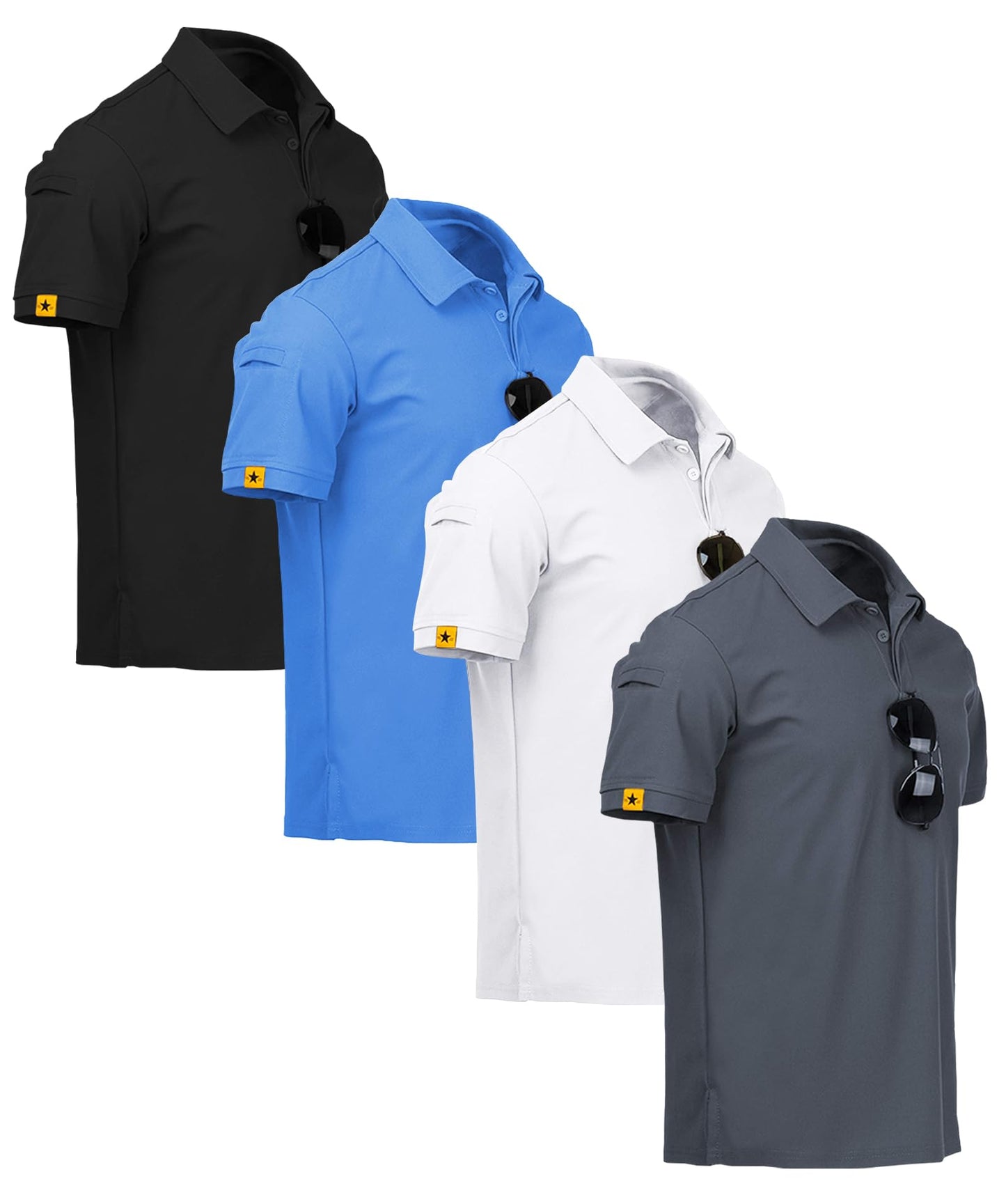 ZITY 4 Pack Mens Polo Shirt Short Sleeve Sports Golf Tennis T-Shirt Athletic Collared Tactical Shirts