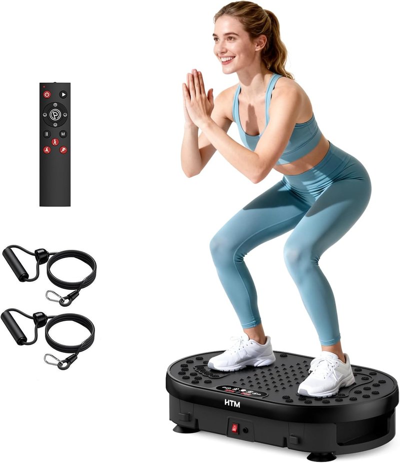 HTM Vibration Plate Exercise Machine - 9 Modes, 120 Speeds, Remote Control | 300 Lbs Capacity for Weight Loss & Home Fitness