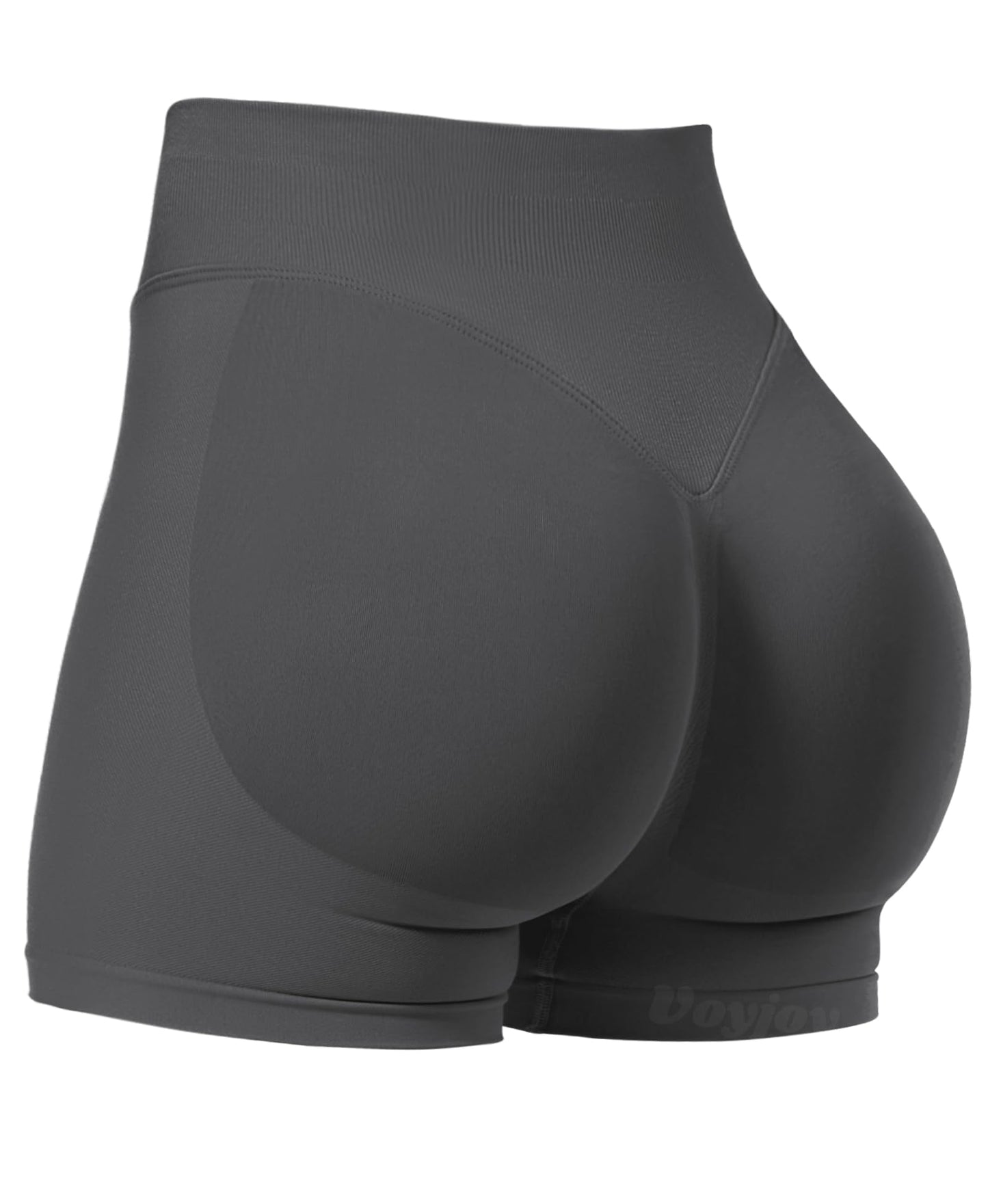 VOYJOY Women Workout Impact Shorts 2.5"/ 3.6"/ 4.5"/ 6" Scrunch Butt Lifting Gym Seamless Booty Biker Shorts Dark Grey