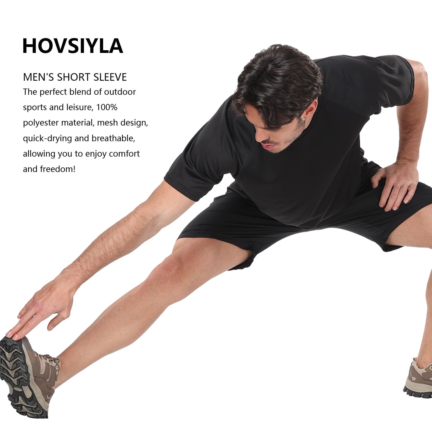 HovSiyla 5 Pack Running Shirts Men Sport Tops Dry Fit Gym Wicking Athletic T Shirts Breathable Cool Workout Shirts M