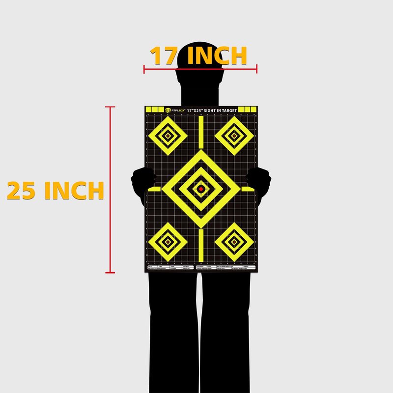 Atflbox Sight in Shooting Range Paper Target, 17X25 Inch High Visibility Target Paper for Indoor and Outdoor Shooting Practice, Suitable for Handgun, Pistol, Rifle, Airgun, Pellet BB Gun (50 Pack)