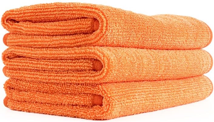 Premium FTW Microfiber Cleaning Towels - Streak-Free & Scratchless | 16" x 16", Orange, 3-Pack