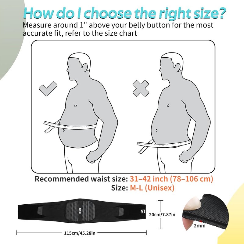 Herseme Waist Trimmer for Women & Men Upgraded Breathable Adjustable Waist Trainer Lower Belly Fat Sweat Stomach Wrap Belt with 10PCS Support Frame Back Support for Workout Fitness Body Shaper, Black