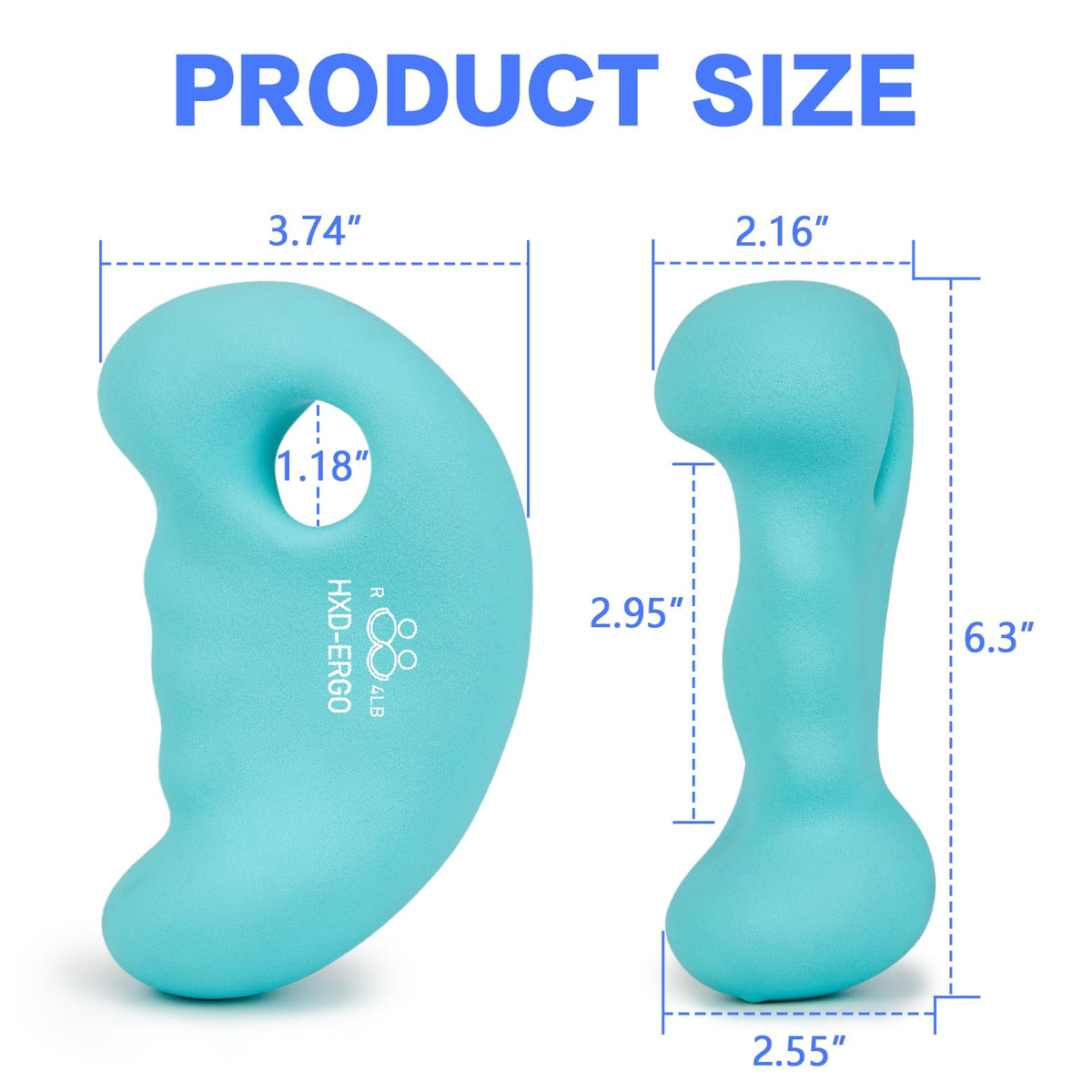 HXD-ERGO Ergonomic Ear Dumbbell Set - Hand Weights for Women at Home, Exercise Equipment for Pilates, Yoga, Jogging, Strength Training, 4 LBS