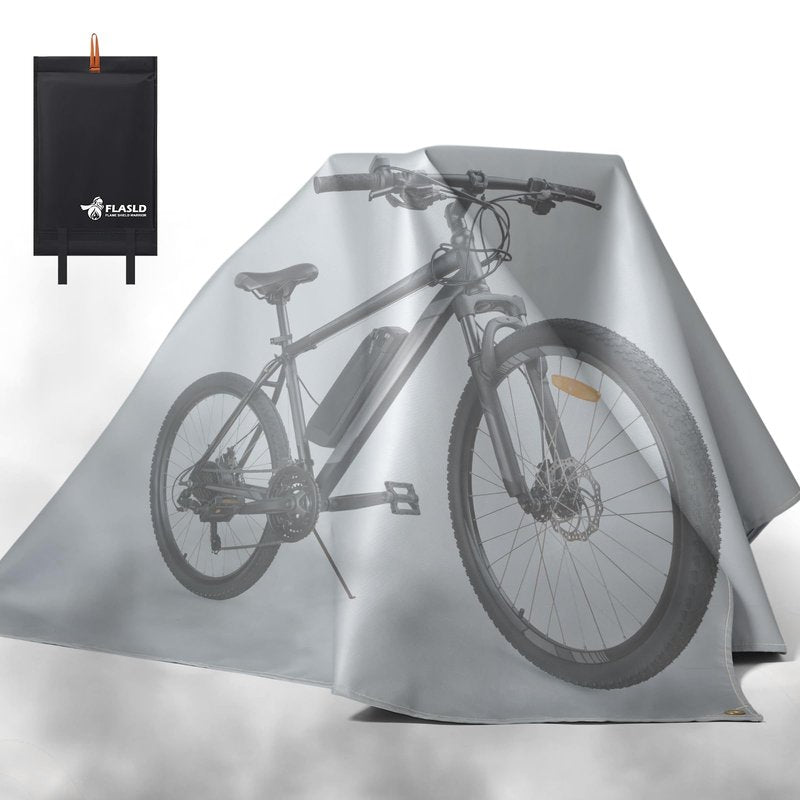 FLASLD Fireproof Lithium Battery Cover, Fastest & Simplest Way to Isolate and Extinguish Small Fires, Fire Blanket for E-Scooter and E-Bike (118×118 inch - Grey)