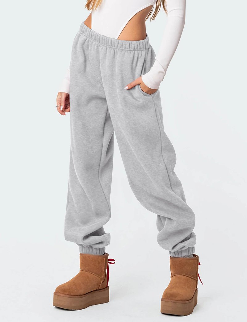 FACDIBY Women's Fleece Lined Sweatpants High Waist Drawstring Sweat Pants Baggy Athletic Pants with Pockets,Black M