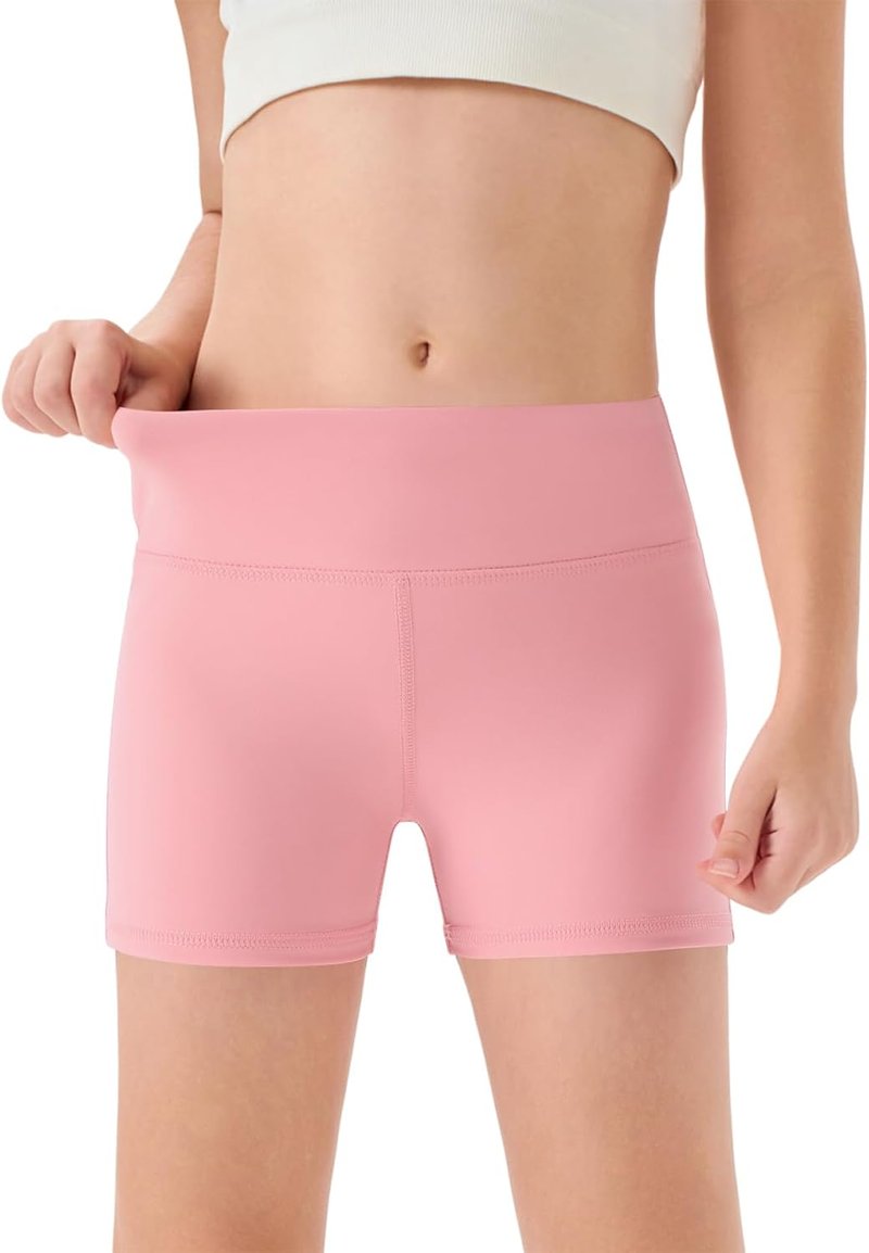 Girls Athletic High-Waisted Yoga Shorts - Comfy Dance & Biker Gymnastics Shorts | Sizes 5-14Y