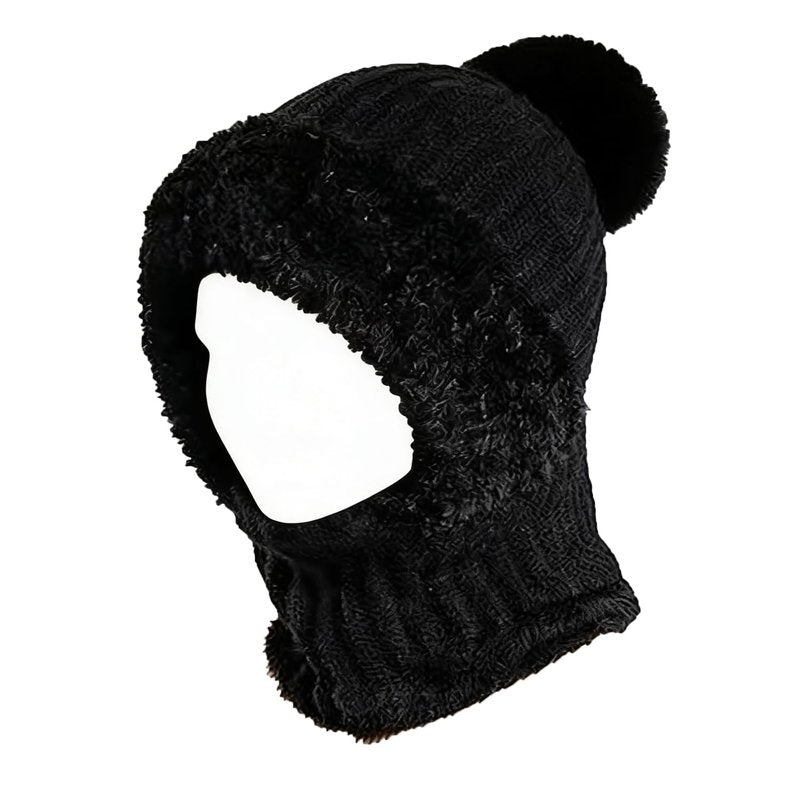 3 in 1 Beanie Hat for Men&Women，Beanie hat with Scarf and mask，Winter Warm Knitted hat Black