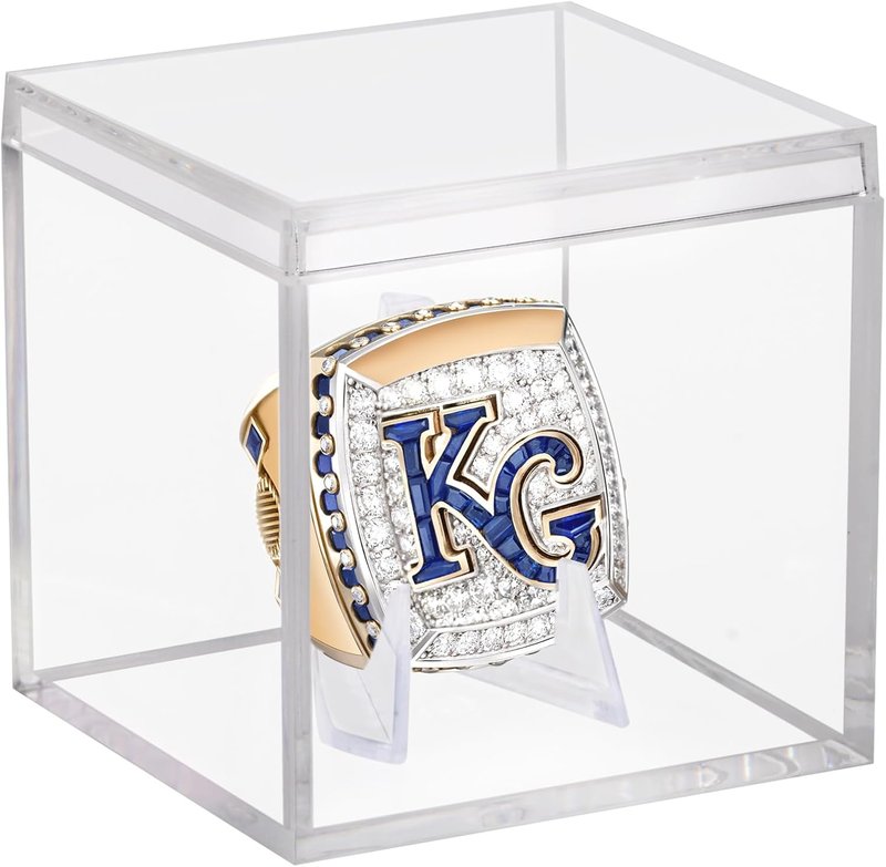 Acrylic Championship Ring Display Case - Transparent Dust-Proof Holder for Sports Memorabilia | 2.1" Cube