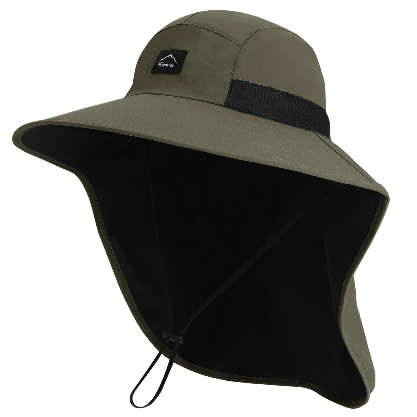 Rosoz Outdoor Sun Hat for Men Women, UPF50+ Protection Safari Cap Wide Brim Mesh Fishing Hat with Neck Flap Beach Garden