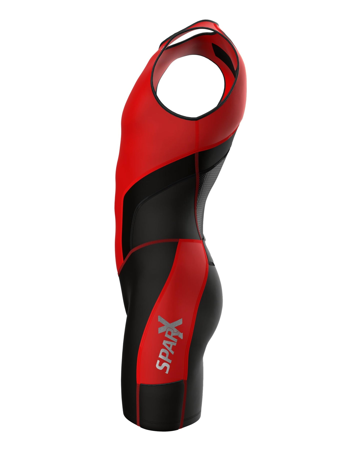 Sparx X Triathlon Suit Men Racing Tri Cycling Skin Suit Bike Swim Run (Red_Elite, Small)