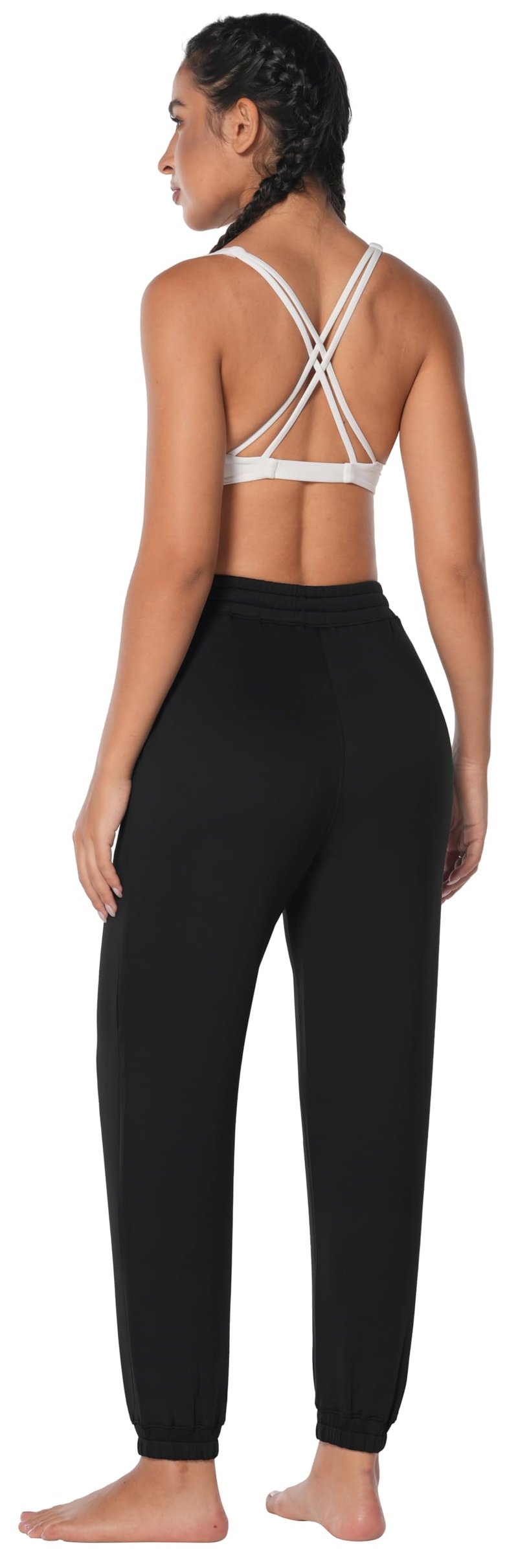 Sunzel Jogger Pants for Women with Pockets, High Waisted Sweatpants Athletic Tapered Cinch Bottom with Elastic Drawstring, 26" Inseam Black S