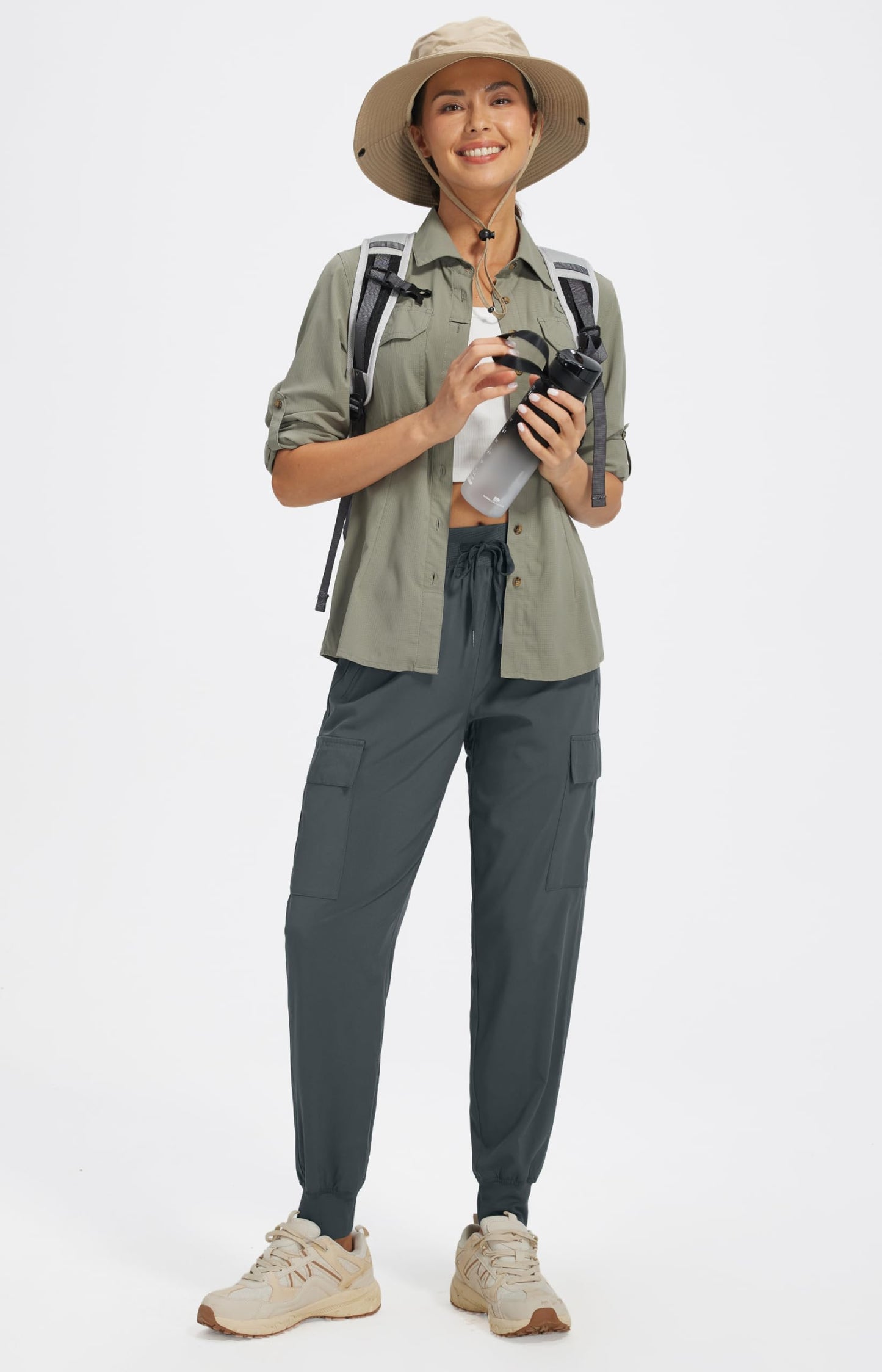 Libin Women's Hiking Cargo Pants Quick Dry Joggers Tall, Steel Gray XXXL