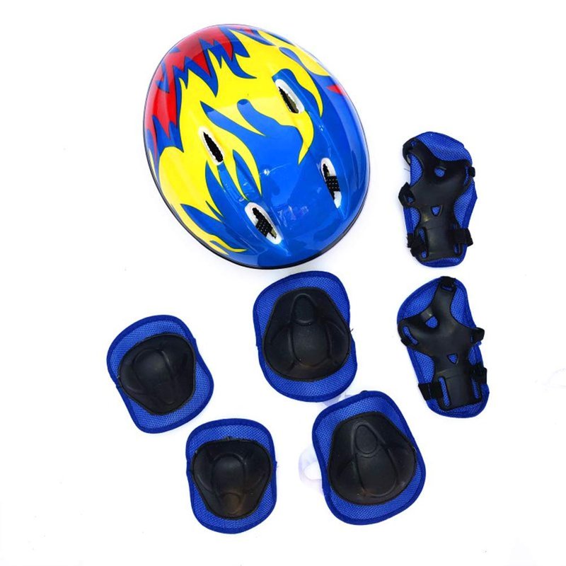 Gazaar 7pcs Set Kids Protective Gear with Adjustable Helmet Knee Pads Elbow Pads Wrist Pads for Roller Skates, Knee Pads for Kids Adjustable Protective Gear Set for Roller Skates