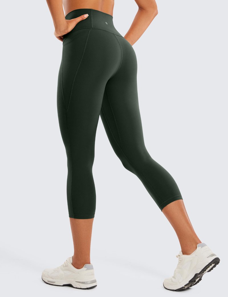 CRZ YOGA Butterluxe Workout Capri Leggings Pockets 21" - High Waisted Gym Athletic Womens Crop Yoga Legend Green X-Large