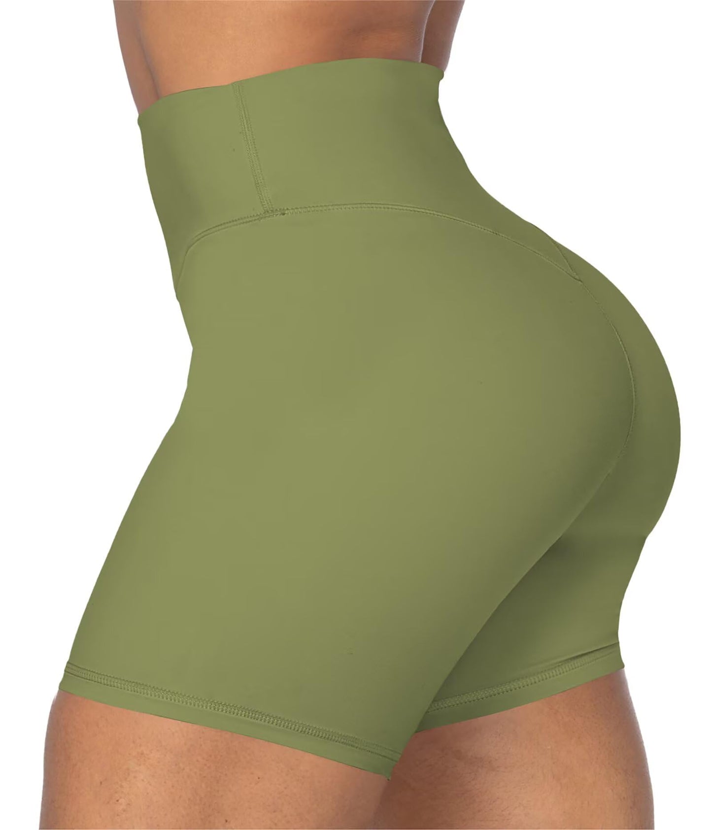 Sunzel Women's Biker Shorts in High Waist Tummy Control with No Front Seam 5" Black+Beige (2 Pack) Small