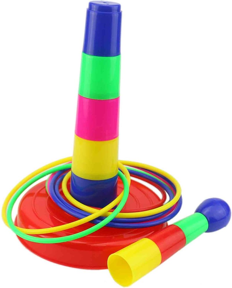 Colorful Plastic Sport Ring Toss Game Set for Kids - 18-Inch Fun Outdoor Activity