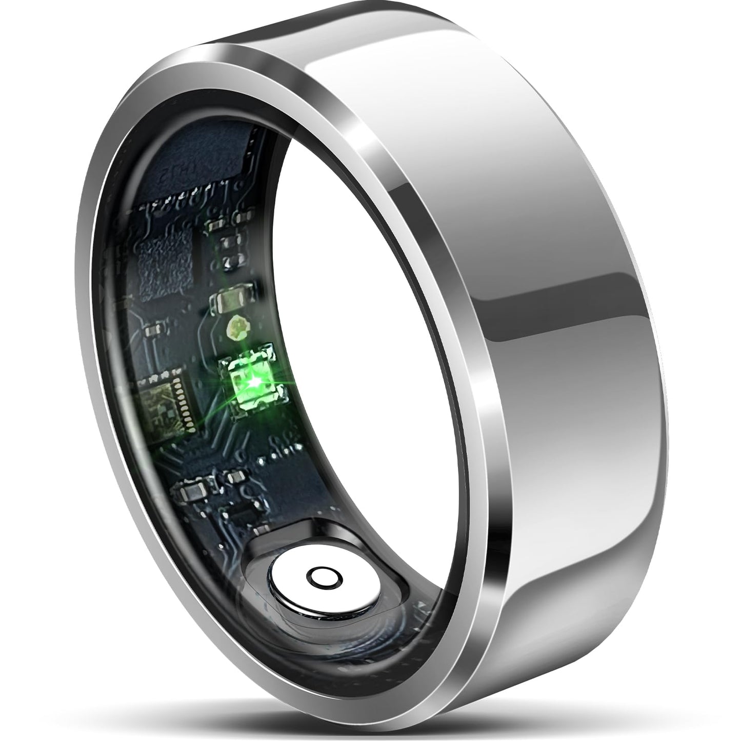 Smart Ring with Air Gesture Control, Health Tracker, 7-Day Battery, IPX8 Waterproof, Heart Rate & Sleep Monitor - Stylish Fitness Ring for Men & Women, Compatible with iOS/Android, Size 10,Silver