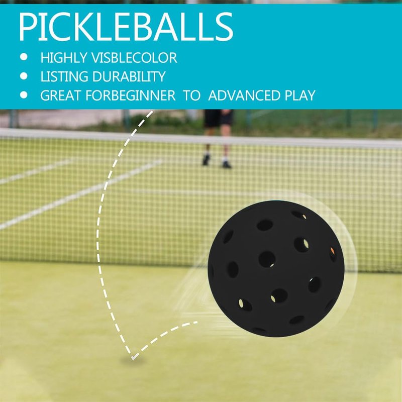 Spunspon 12-Pack Sports Outdoor Pickleballs - 40 USA Pickleball Balls (USAPA Approved) - Official US Open Balls, Black