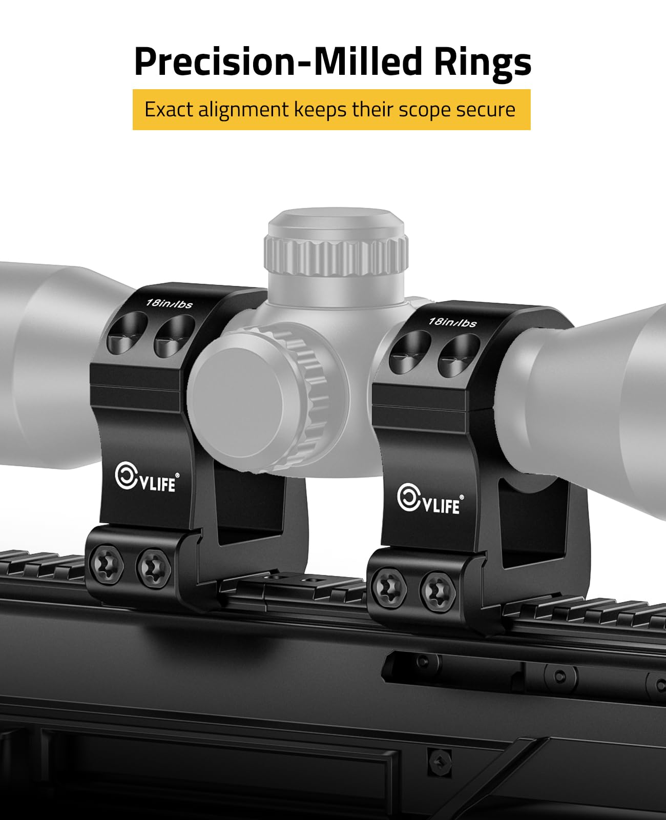 CVLIFE 1 inch Scope Rings Extra High Profile Precision Mount - Compatible with Picatinny Rails - 20mm See Through Rifle Scope Mount - 2 Pieces