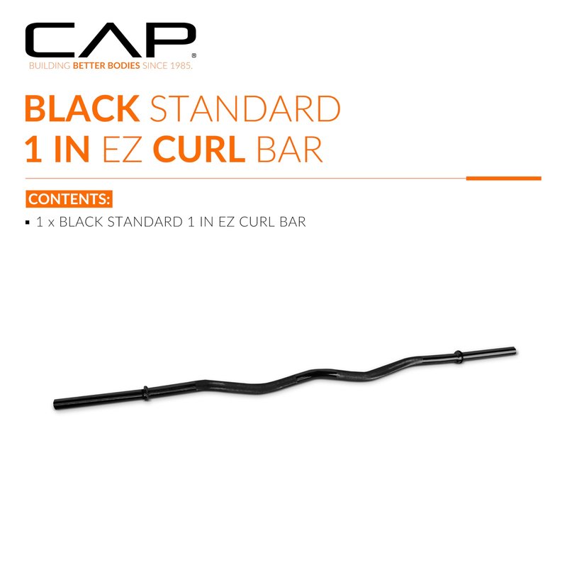 CAP Barbell 47-Inch Standard Solid E-Z Curl Bar, Chrome (RB-47), 46.53" L x 2" W X 1.34" H