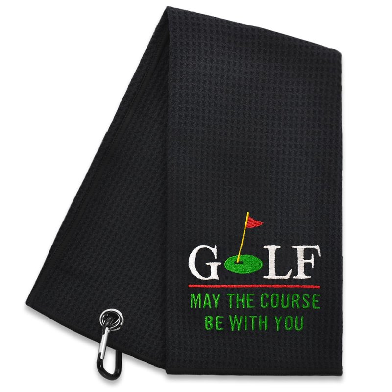 Hafhue Golf May The Course Be with You Embroidered Towel, Golf Gifts for Him or Her, Retirement Gifts for Dad, Golfs Accessory for Golfs Bags, Funny Golf Gifts for Men on National Golf Day