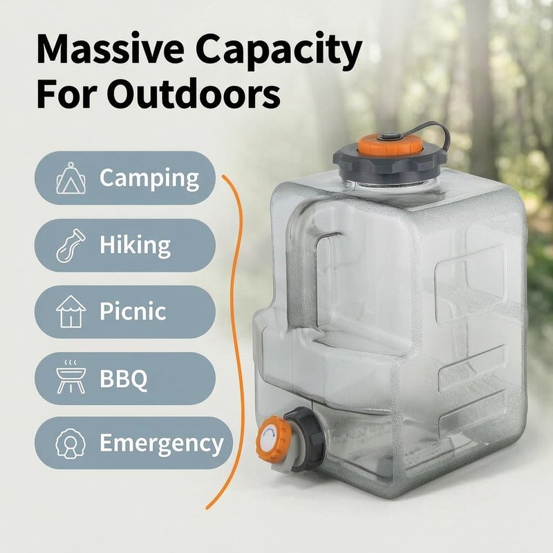 Sparkstarses 5.28 Gallon Water Jug, Camping Water Container with Spigot, No Leakage Water Tank Compatible with Electric Water Pumps, Water Bucket for Emergency Outdoor Hiking Picnic