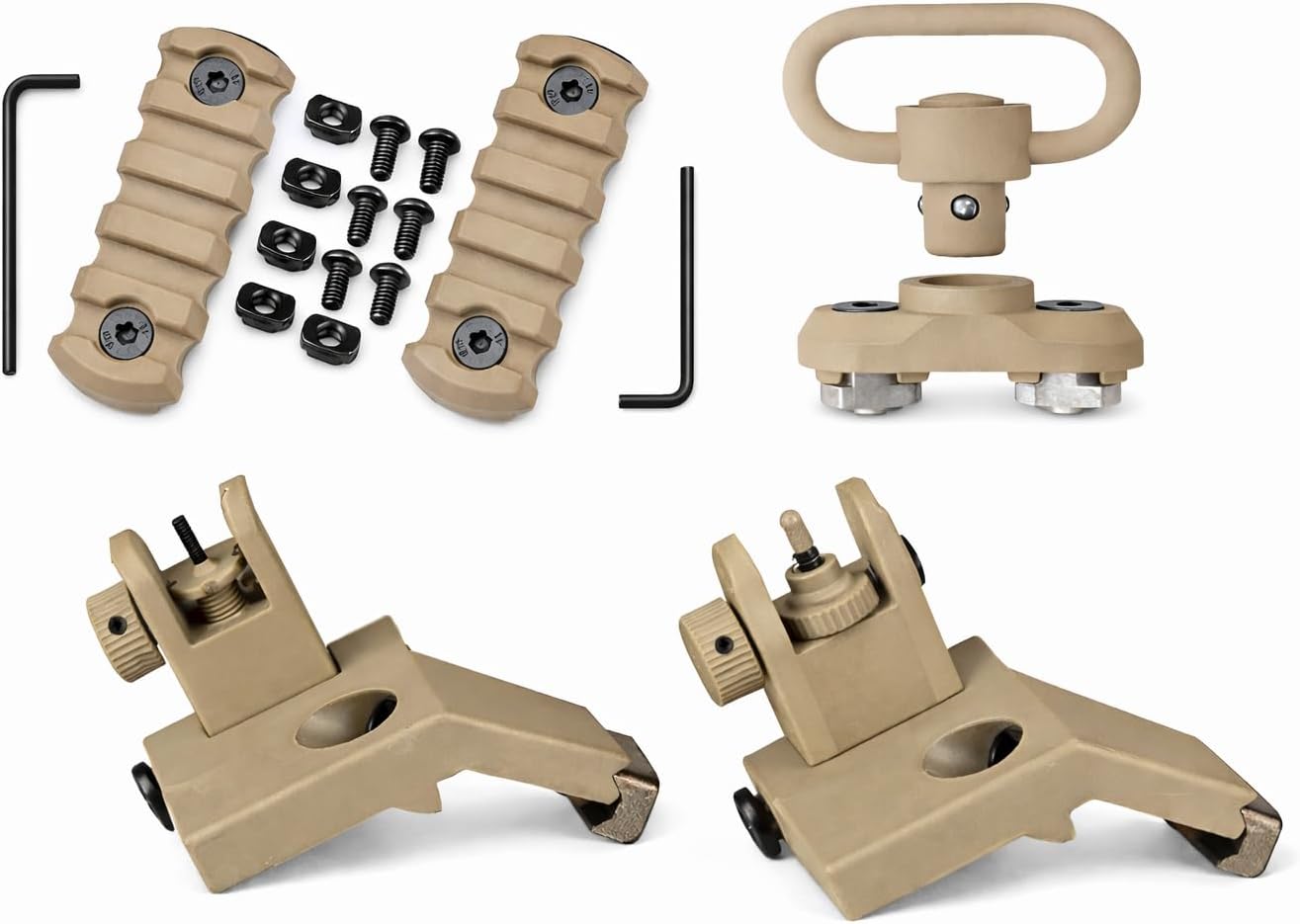MLOK 5-Slot Mount Kit - 2-Piece Push Button Set with Screws & Allen Wrench | Tactical Accessories