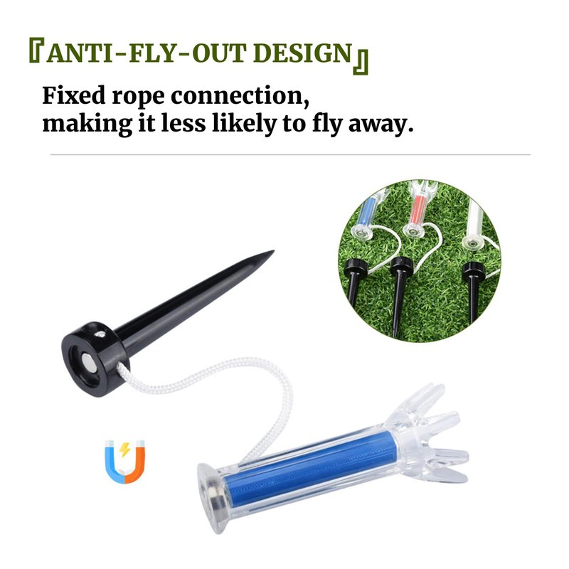 Magnetic Golf Tees 5Pcs - Unbreakable Flexible Plastic Golf Tees with Elastic Recovery & Anti-Loss Cord, Professional 79mm/3.11inch Long Rubber Golf Tees for Driving Range Mats Training and Practice