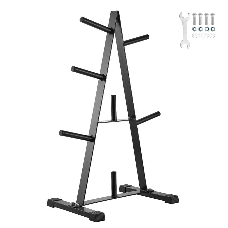 VEVOR Weight Plate Rack, A Frame Weight Plate Tree for 1-Inch Weight Plates, Standard Weight Plate Tree, 500 lbs Load Capacity Weight Storage Holder, Home Gym Barbell Rack Storage Stand, Black