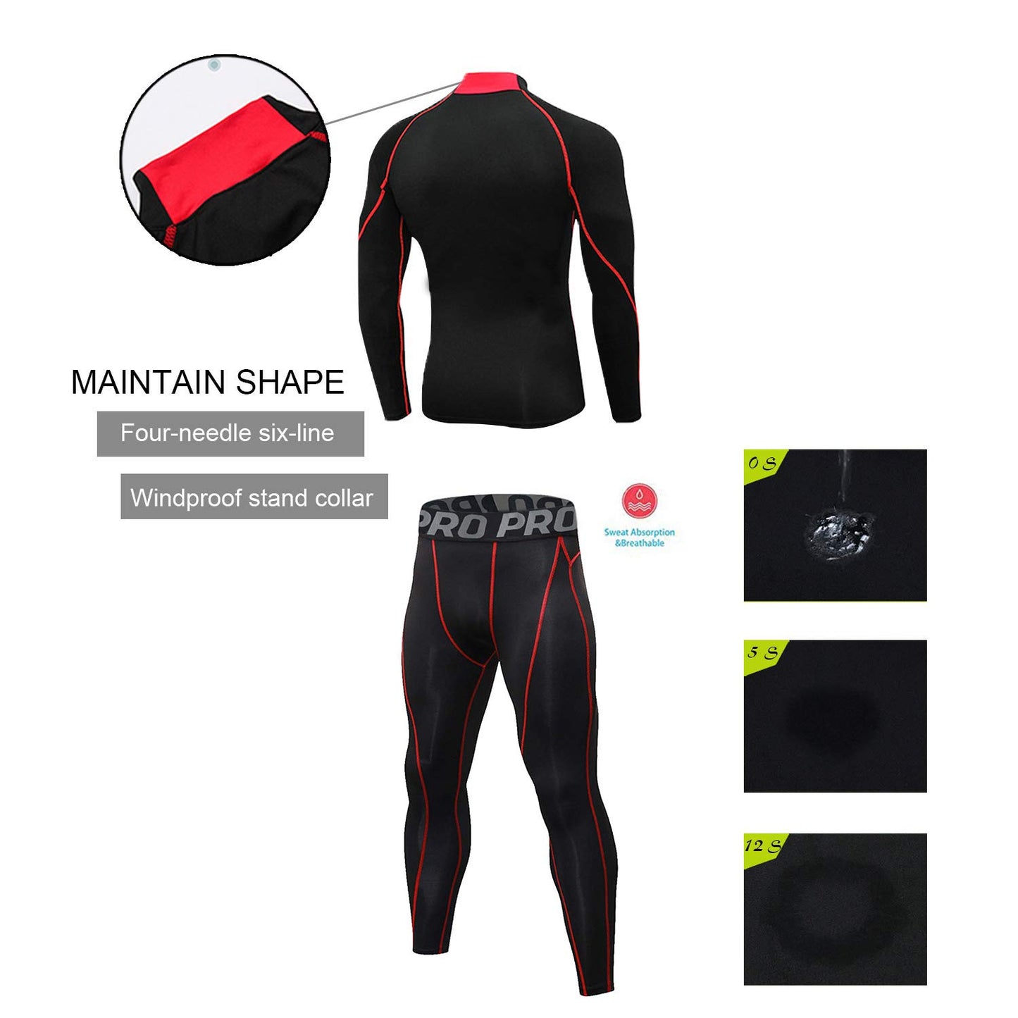 Thermal Underwear for Men Winter Gear Base Layer Set Sport Fitness Long Johns Mock Neck Top and Bottom