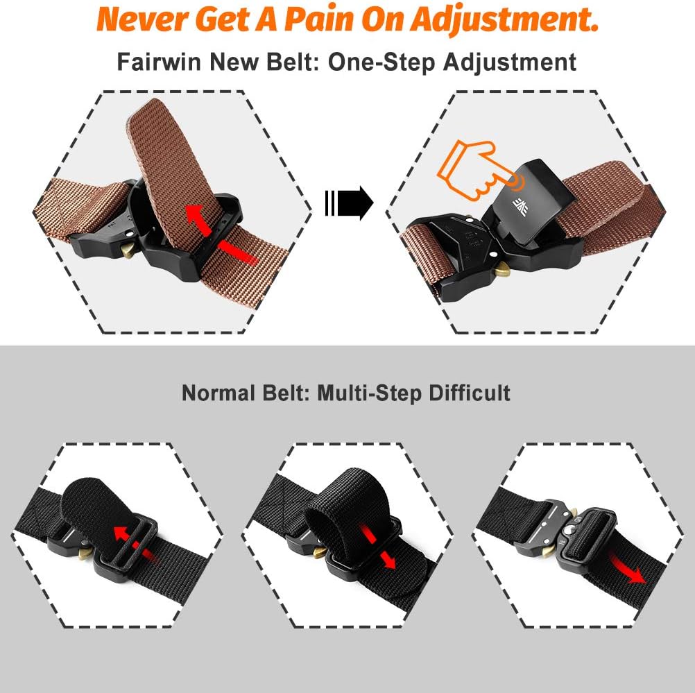 Tactical Belt for Men - 1.5" Military Rigger Nylon Web Work Belt | Heavy Duty Buckle (Coffee, 36-42)
