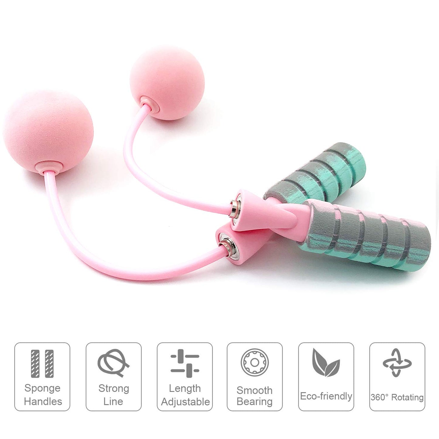 Benvo Weighted Jump Rope Without Rope Skipping Rope No Line Speed Rope Cordless For Fitness Workout Anywhere Ropeless Bod Rope for Exercise Training Beachbody Build- Lovely Pink