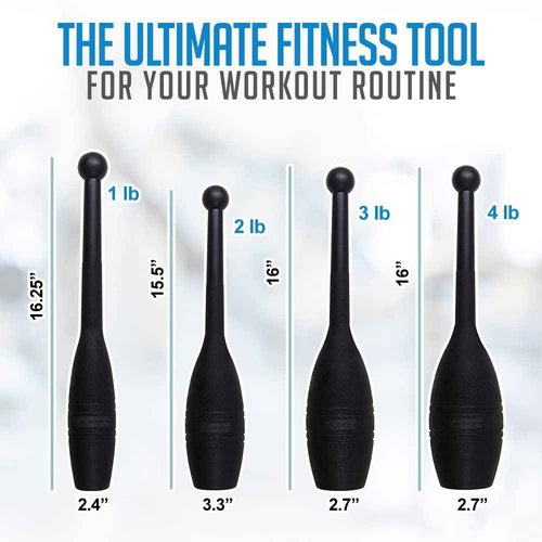 Logest Mace Exercise Club - Heavy Duty Plastic Indian Clubs Available in 1 LB and 2 LB Set 3LB Set 4LB Set of 2 Perfect for Strength Training Rehabilitation Improves Grip Full Body Workout Mace Clubs