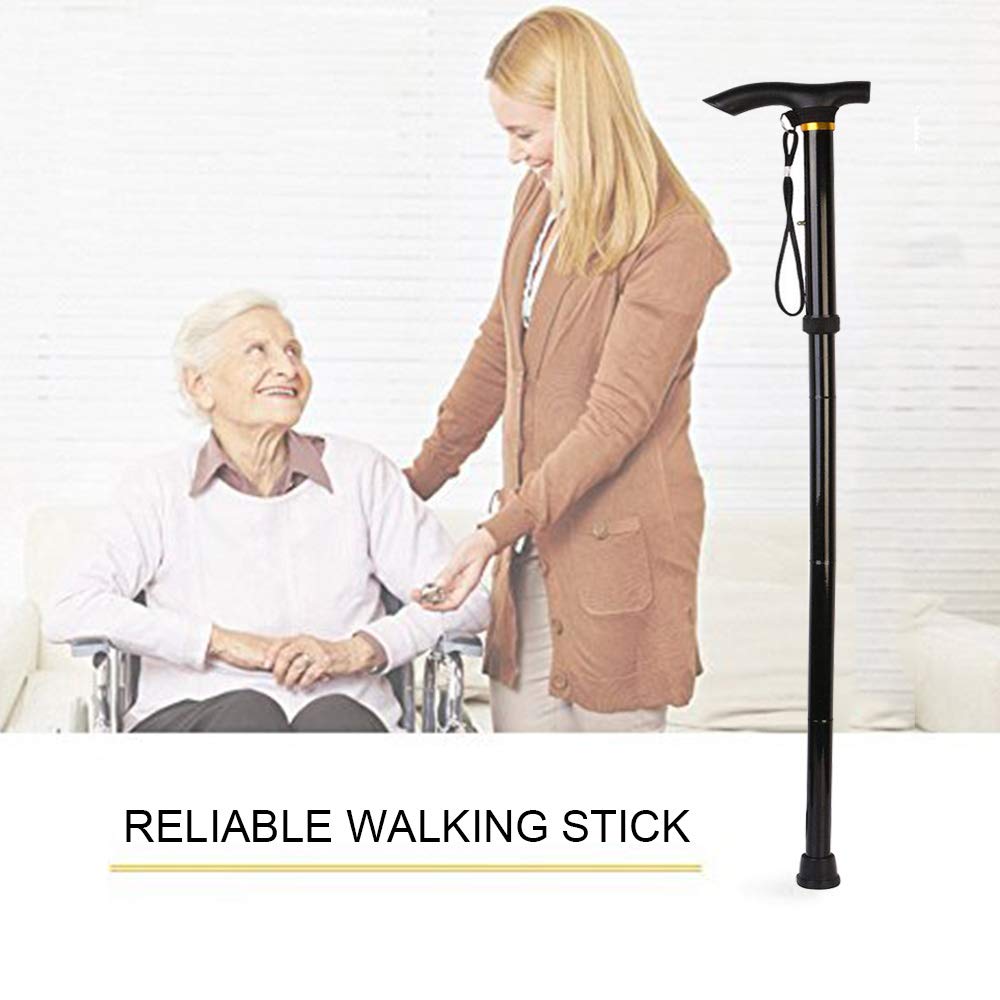 Folding Cane, Trekking Poles for Men, Women, Collapsible Walking Stick, Walking Cane with Carrying Bag, Adjustable,Lightweight, Anti Shock, Rubber Base for Hiking Camping