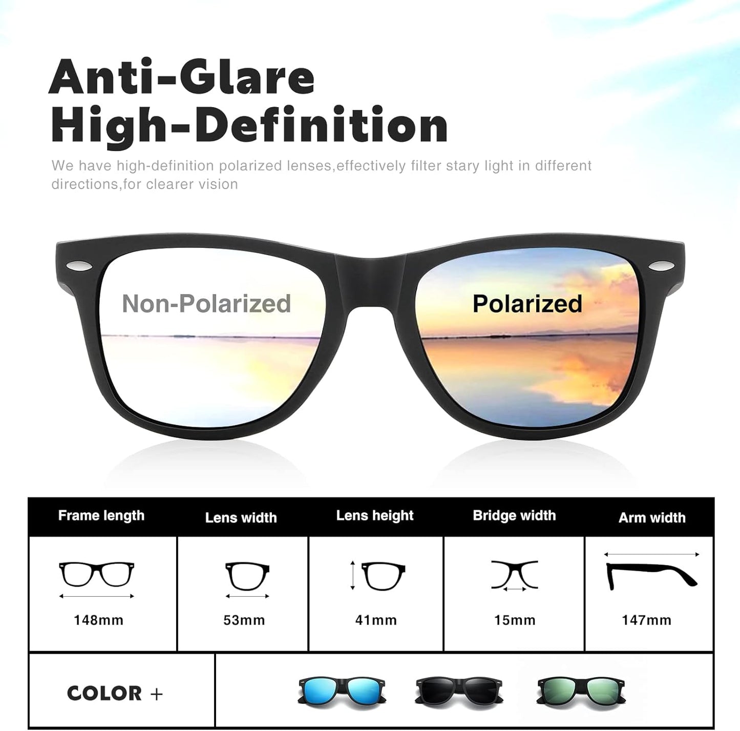 Polarized Sunglasses for Men & Women - Retro Mirror Lens for Driving & Fishing | UV Protection