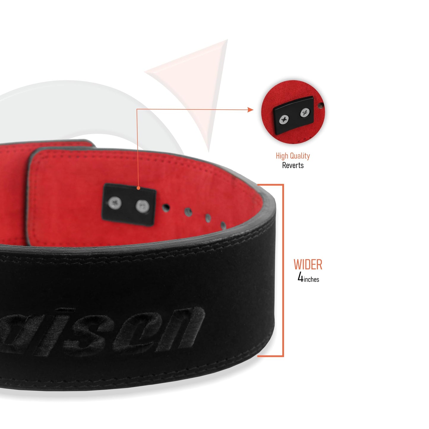 Daisen Weight Lifting Belt Powerlifting, 10mm Thick 4" Leather Lumbar Back Support, Lever Buckle Gym Strength Training Equipment, Bodybuilding Deadlifts Squats Workout Men Women (10MM Black/Red, Large)